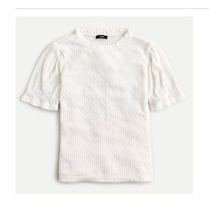 J.Crew Puff-sleeve pointelle top in ivory